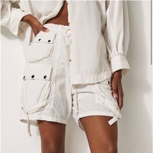 Free People Y2K white cargo boat short